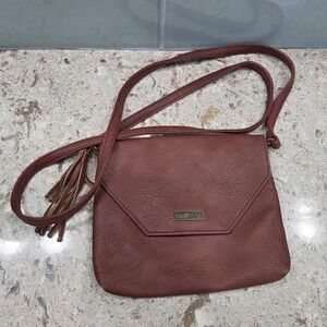Roxy Women Brown Faux Leather Crossbody Bag Tassel Detail Boho Purse